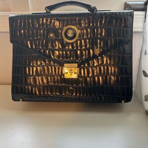 Vintage Versace Croc embossed leather briefcase FINAL $ FIRM